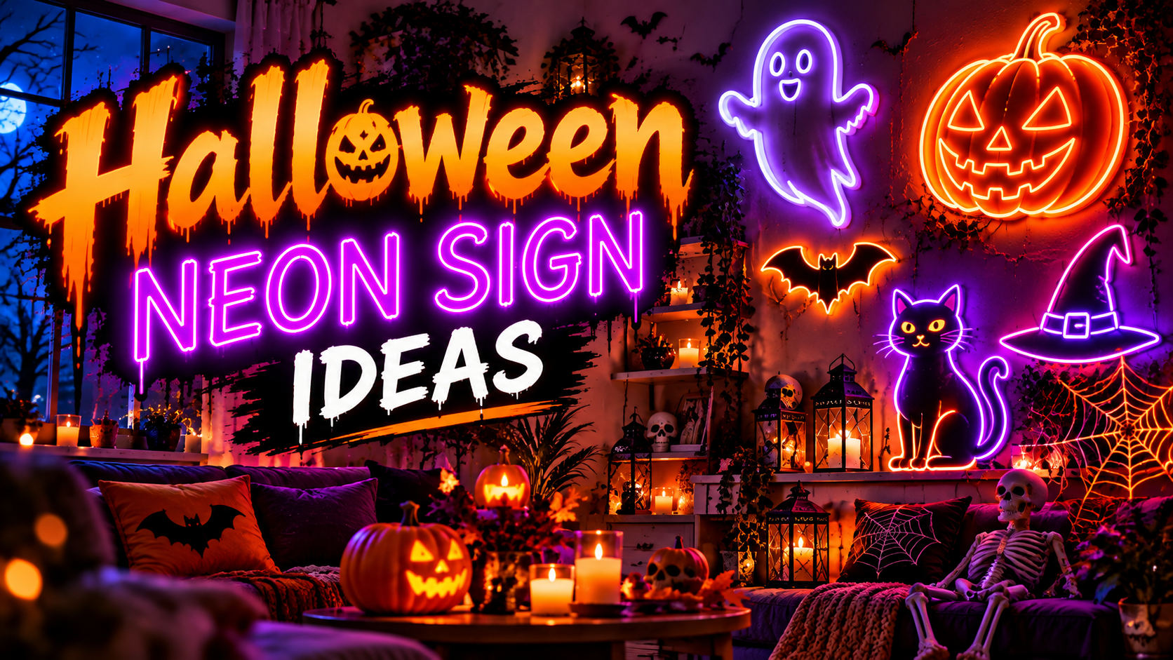 Halloween Neon Sign Ideas for Spooky Home & Party Decor Image