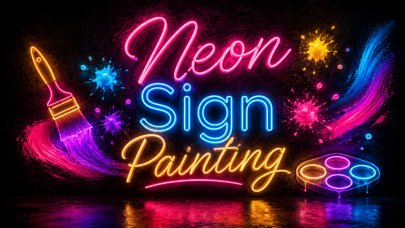 Neon Sign Painting | DIY Faux Neon Art Complete Guide Image