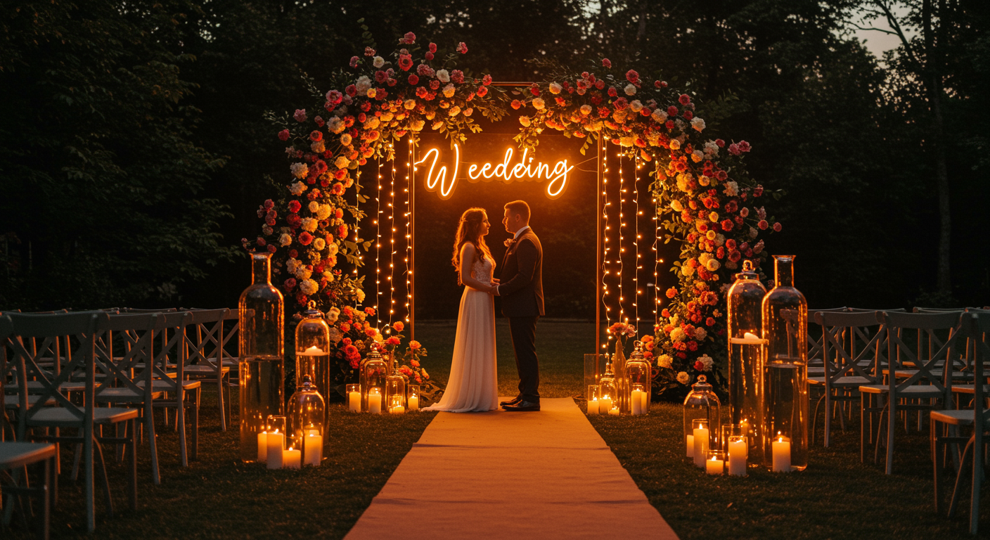 Outdoor Wedding Decor Guide with Custom Neon Signs Image