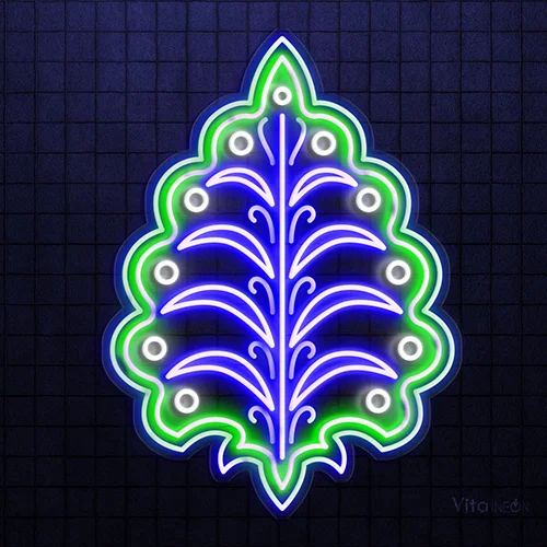 Abstract Emblem with Leaves Neon Sign