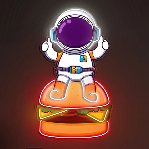 Astronaut Hamburger Neon Sign