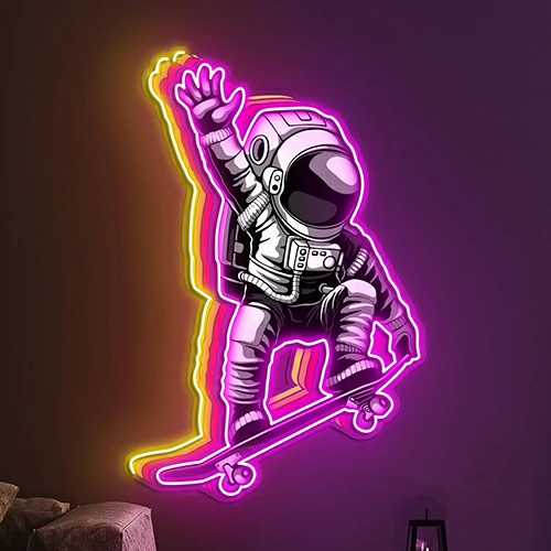 Astronaut Skateboard Neon Sign