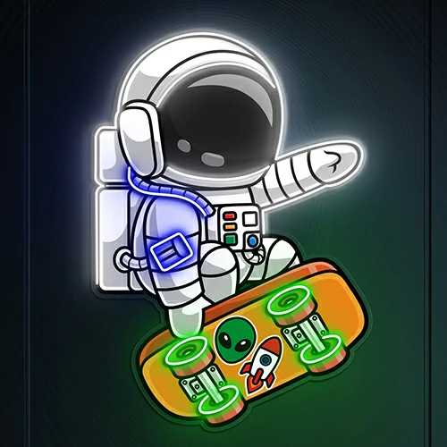 Astronaut Skating Neon Sign