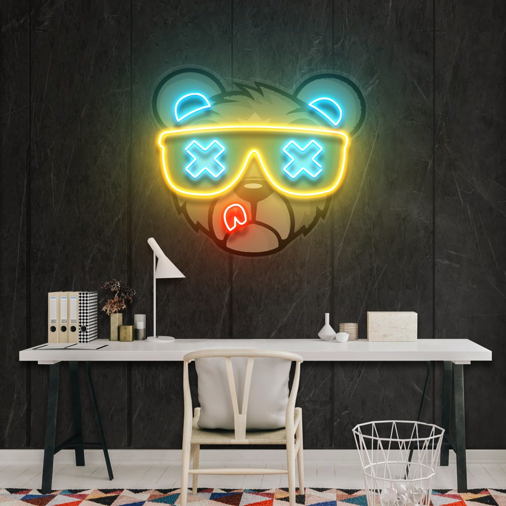 Bear Gamer Glasses Neon Sign | Vital Neon