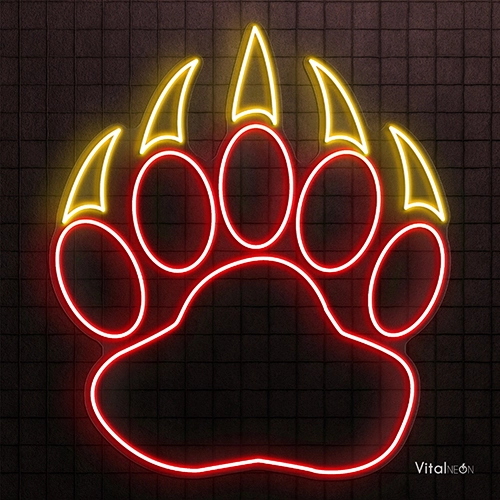 Big Bear Paw Neon Sign | Durable LED Neon Wall Decor