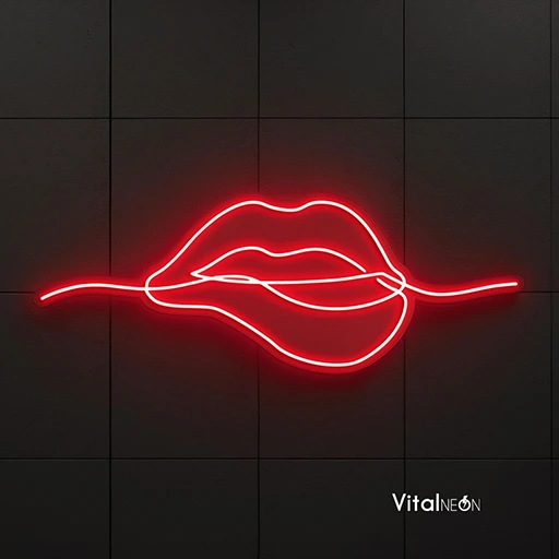 Biting Lips Neon Sign | Bold Red LED Sensual Wall Art