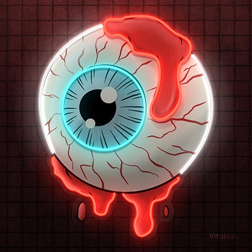 Bloody Neon Eye Sign | LED Neon Art for Spooky Wall Decor