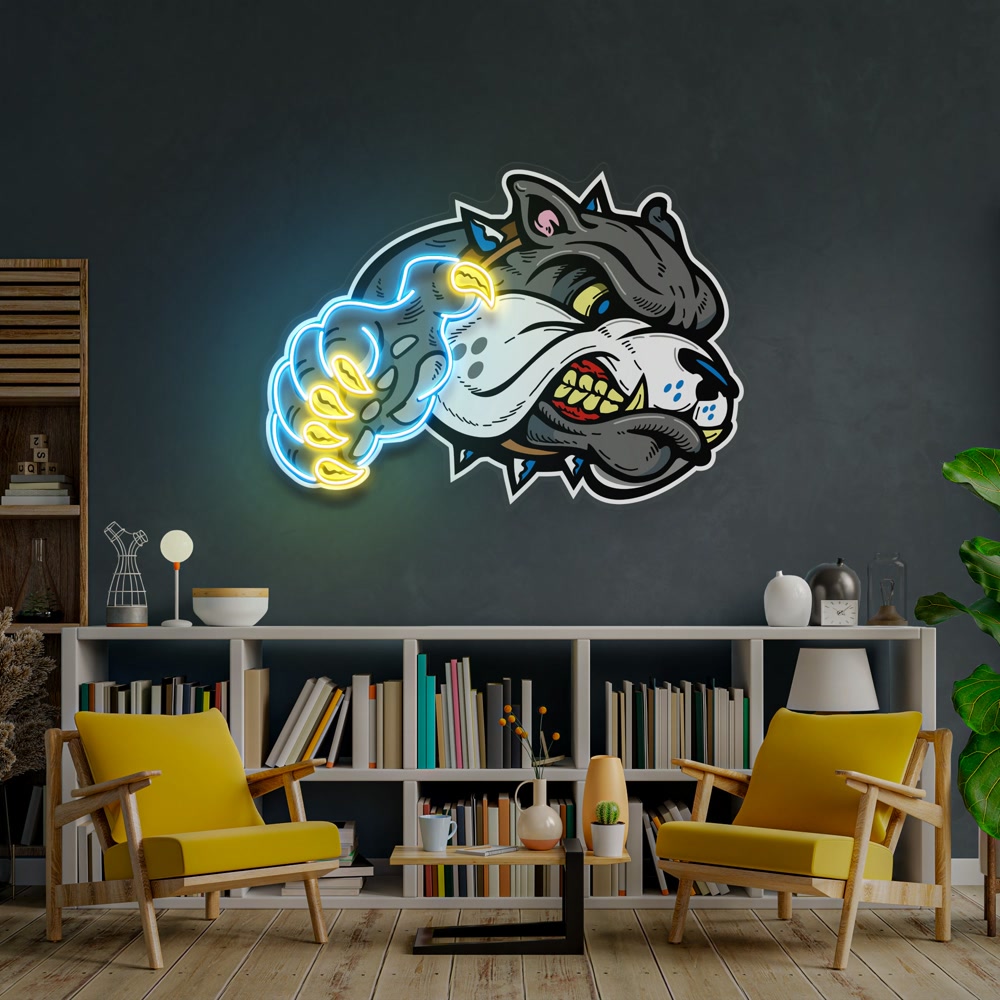 Bulldog Cartoon Artwork Neon