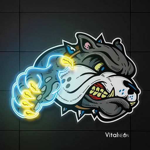 Bulldog Cartoon Artwork LED Neon Sign | Dog Lover Neon Wall Art