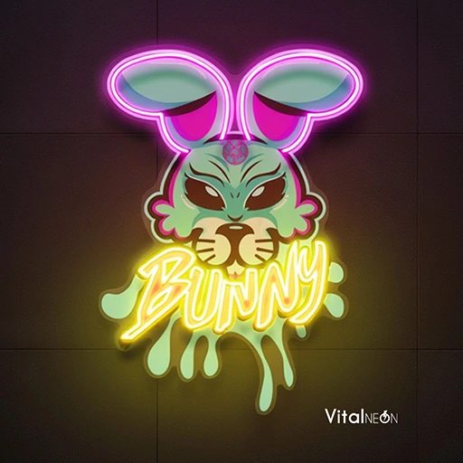 Bunny Gangsta Artwork LED Neon Sign | Funny Bold Neon Wall Art