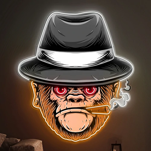 Monkey Smoking Neon Sign