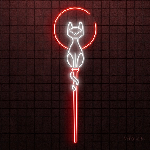 Cat Wand Stick Neon Sign