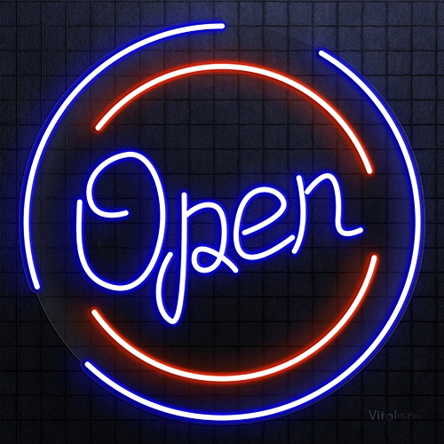 Circular Open Neon Sign | Adjustable LED Wall & Door Decor