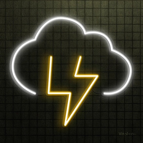 Cloud and Lightning Neon Sign | LED Night Light USB & Battery