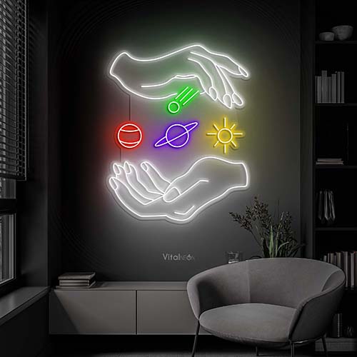 Cosmic Magic Hands LED Neon Sign