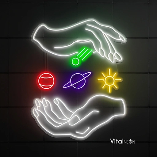 Cosmic Magic Hands LED Neon Sign