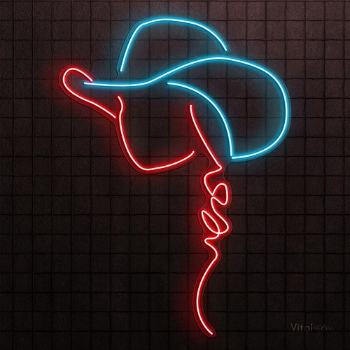 Cowgirl Hat Neon Sign | Adjustable USB LED Wall Decor Light