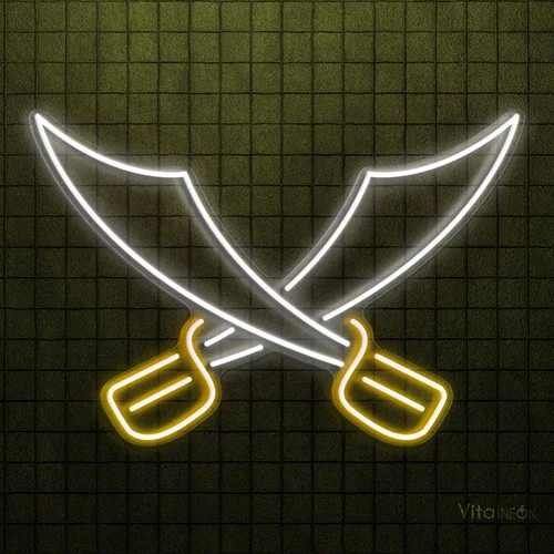 Crossed Pirate Swords Neon Sign | Bold LED Decor for Bars