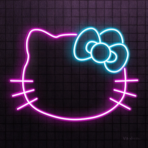 Cute Kitty Cat Face Neon Sign | Adjustable USB LED Light