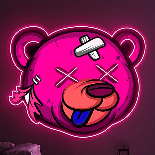 Dead Bear Cartoon Neon Sign