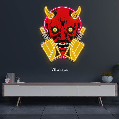 Demon Vape Logo Neon Sign