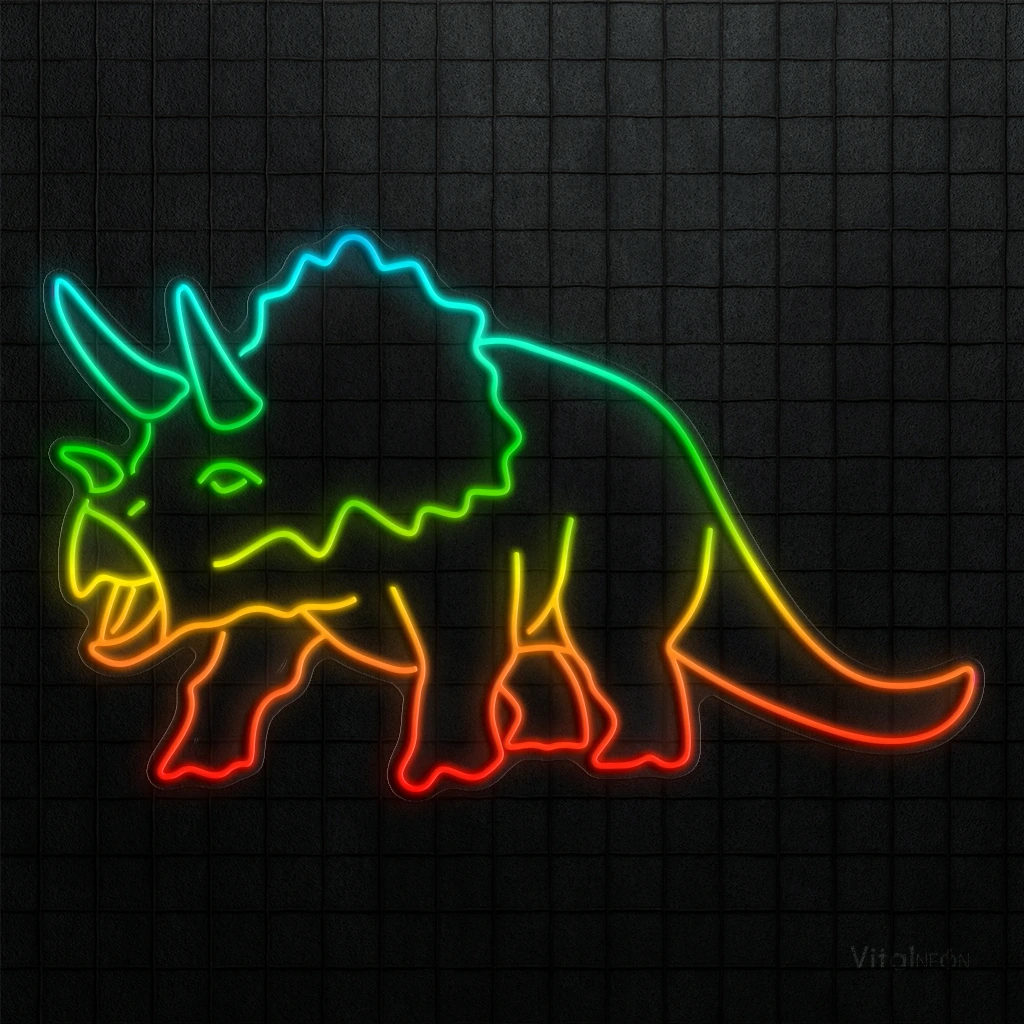 Dinosaur Triceratops RGB Neon Sign