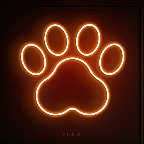 Dog Paw Print Neon Sign | LED Wall Light for Kids Room Decor & Gifts
