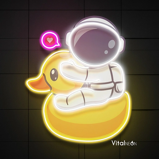 Duck Astronaut Artwork LED Neon Sign | Space Neon Wall Art