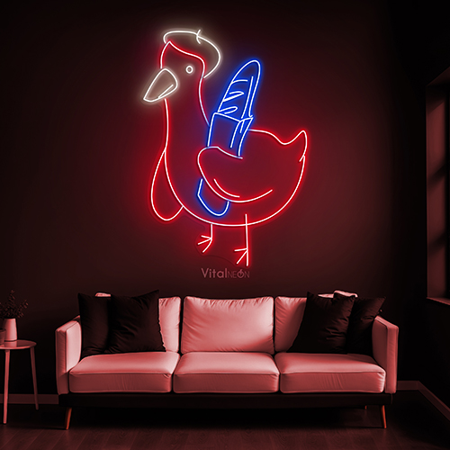 Duck With Bun Neon Sign