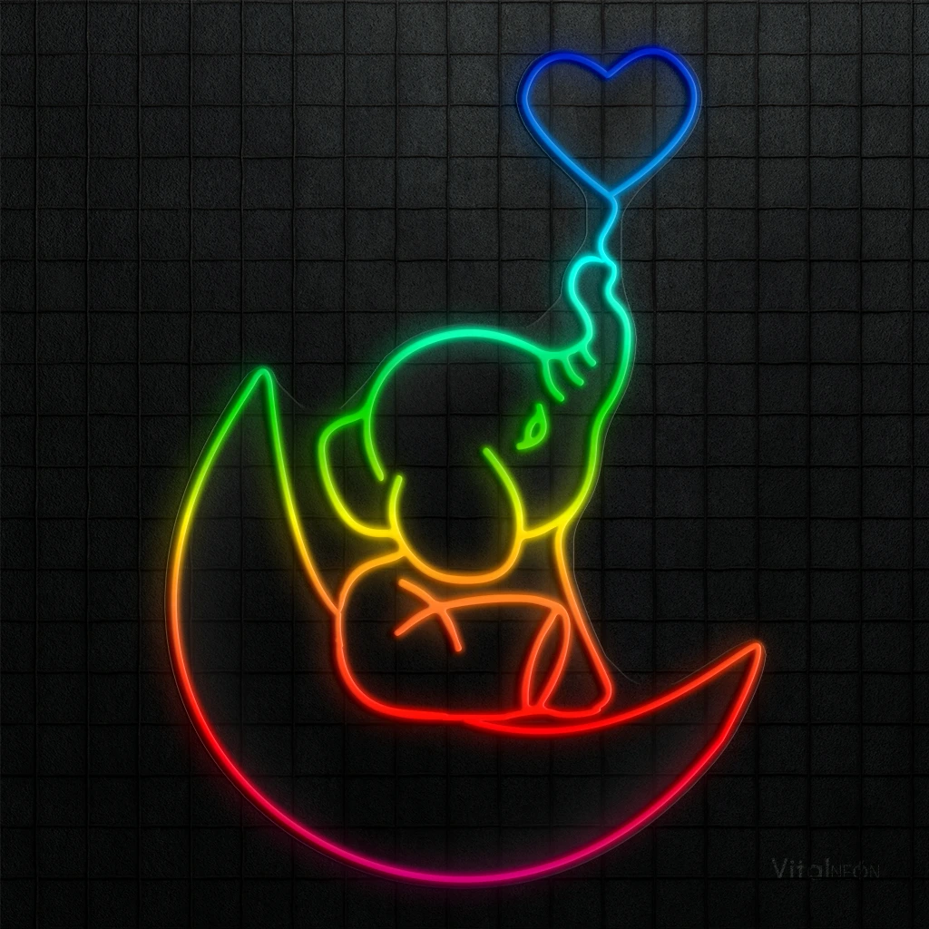 Buy Elephant in the Moon Neon Sign