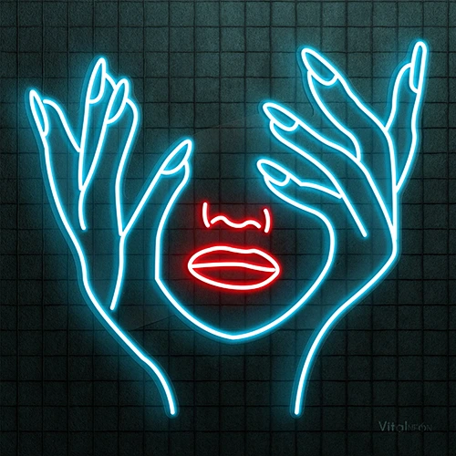 Face Abstract Hands Neon Sign | Artistic Neon Wall Decor