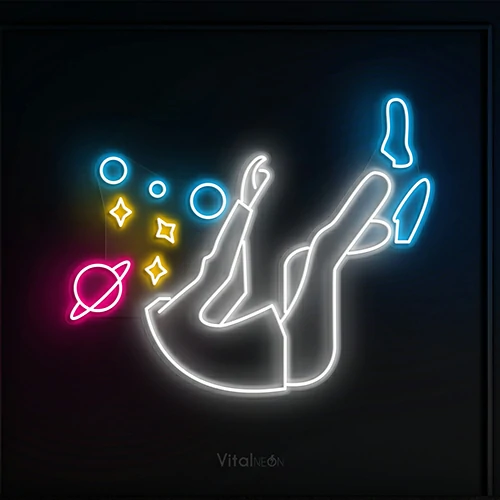 Falling Into Space Neon Sign