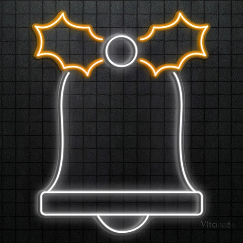 Festive Bell with Bow Christmas Neon Sign