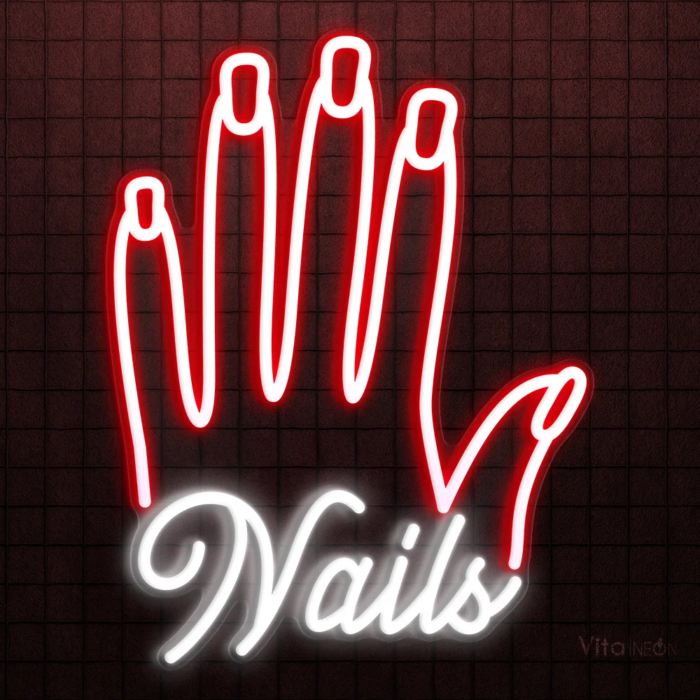 Fingers Nails Neon Sign | Beauty LED Salon Glow