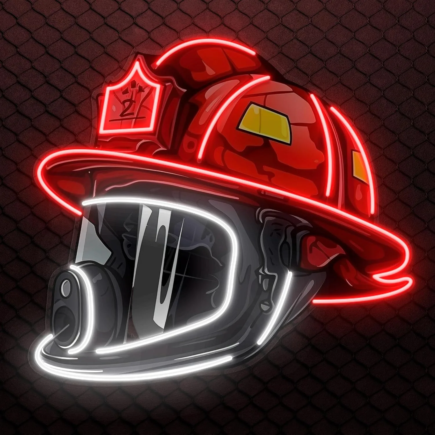 Firefighter Helmet Neon Sign