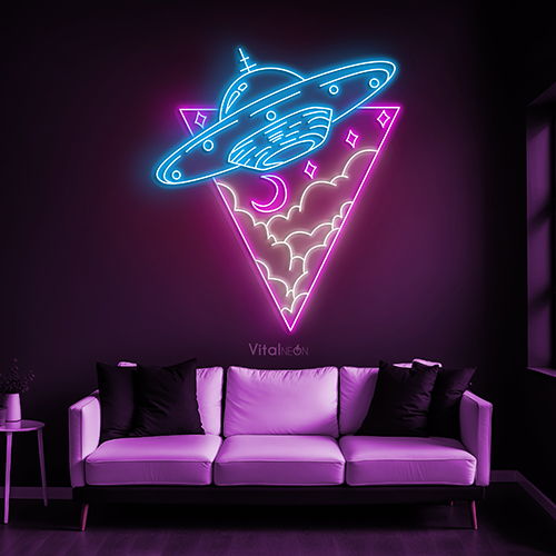 Flying UFO Neon Sign