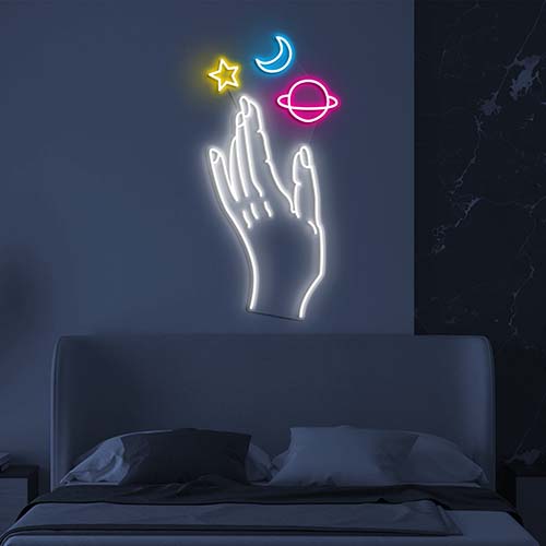 Galaxy Hand Neon Sign