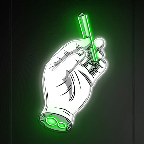 Buy Hand Holding Cigar Smoke Neon Sign