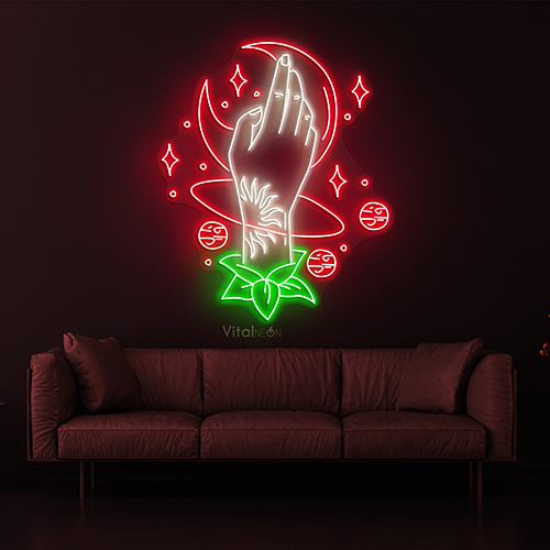Buy Hand Holding Moon & Stars Neon Sign Buy Hand Holding Moon & Stars Neon Sign