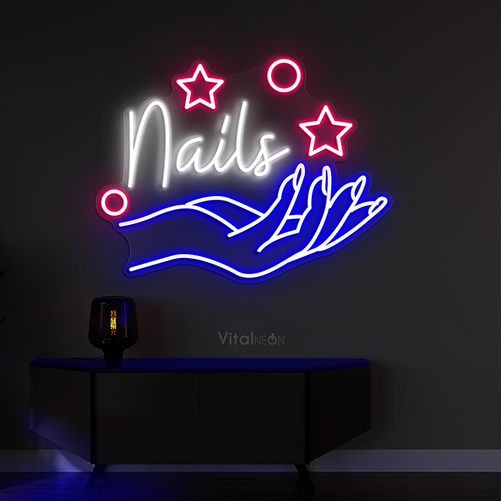 Buy Hand Holding Nails Neon Sign