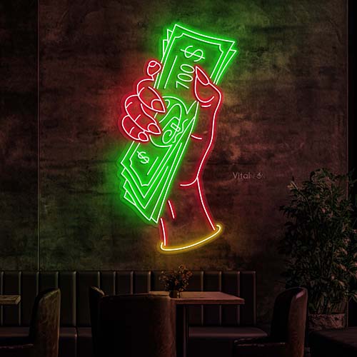 Hand Of Greed Multicolor Neon Sign