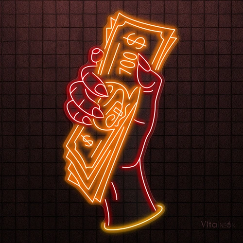 Hand Of Greed Multicolor Neon Sign