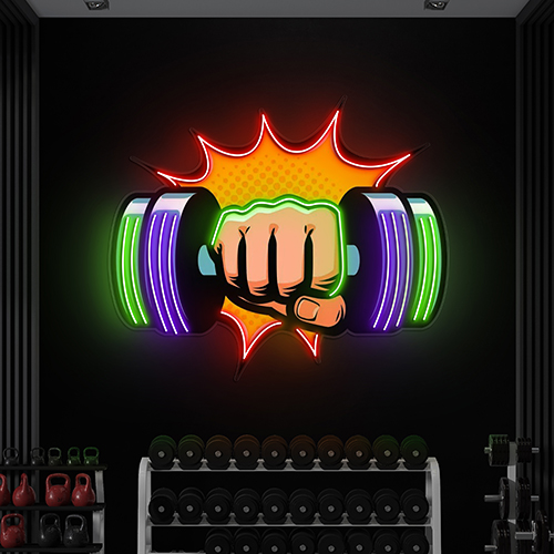Buy Hand With Dumbbell Gym Neon Sign