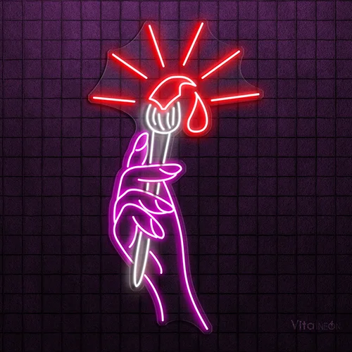 Hand with Paintbrush Neon Sign |  Artistic LED Decor