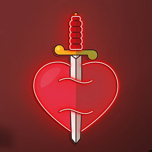 Heart Sword Neon Sign