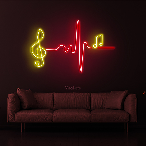 Heartbeat Music Note Neon Sign
