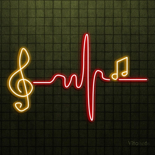 Heartbeat Music Note Neon Sign | Musical Glow Decor