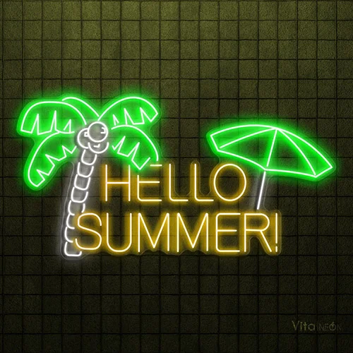 Hello Summer Neon Sign | LED Decor for Parties