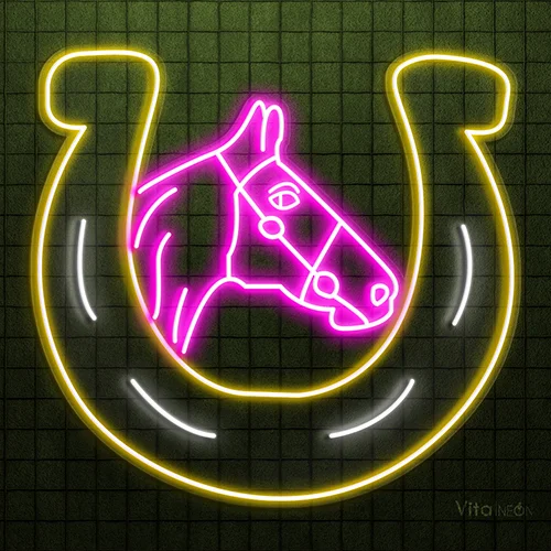 Horse Horseshoe Neon Sign |  Lucky LED Wall Decor