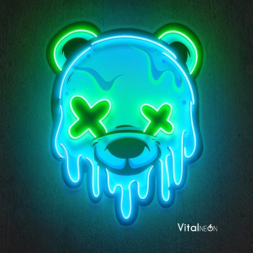 Ice Head Bear Artwork Neon Sign